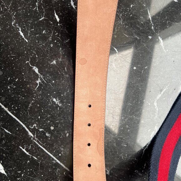 GUCCI Red and Blue Nylon & Leather Belt  Size 85:34 - Picture 3 of 7